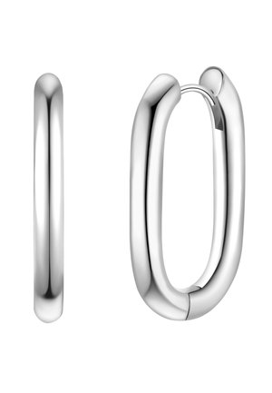 Boucles d'oreilles en argent avec un design lisse et audacieux, aux bords arrondis, mettant en valeur une finition polie et un mécanisme de fermoir sans soudure.