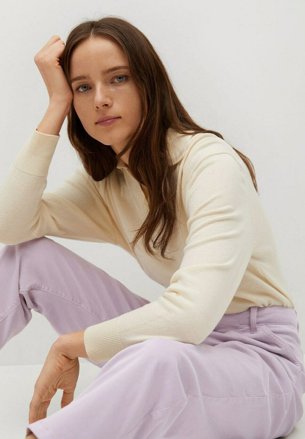 Mango pantalón palazzo tiro alto lila | RopaModaMujer.es