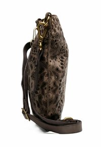 Borsa a tracolla marrone con motivo floreale, in materiale pelle, con finitura testurizzata e tracolla regolabile staccabile con Hardware in metallo.