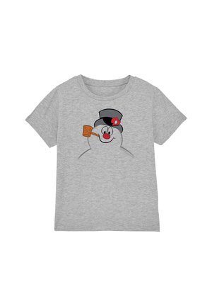 Cotton Soul, FROSTY THE SNOWMAN/FROSTY FACE UNISEX - Print T-shirt - mottled light grey
