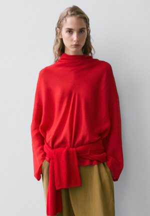 Massimo Dutti FLOWING WITH DRAPED COLLAR - Tunique - red