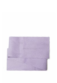 Lavendel gestrickter Schal, rechteckige Form, gerippte Textur, leicht überlappende Falten, leichter Stoff, nahtloses Design, glatte Oberfläche.
