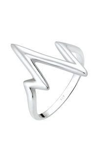 Ehering aus Sterlingsilber mit einem Zickzack-Design und polierter Oberfläche, das eine elegante und moderne geometrische Form präsentiert.