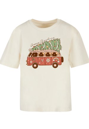 GROOVY CHRISTMAS CAMPER VAN - Print T-shirt - whitesand