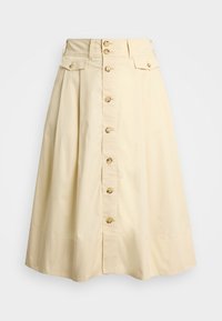 BUTTON FRONT MICRO SANDED TWILL SKIRT - Trapecinis sijonas - ivory beige