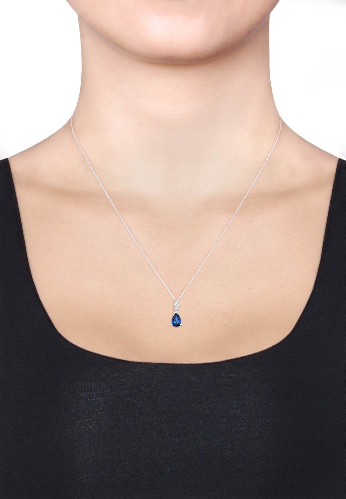 Collar De Plata De Ley 925 Y Lágrima Piedra Natural