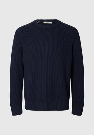 Selected, SLMBRAUN KNIT RIB CREW NECK NOOS - Trui - navy blazer