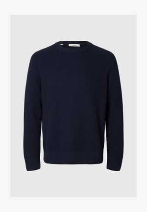 Selected, SLMBRAUN KNIT RIB CREW NECK NOOS - Trui - navy blazer