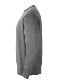 Grijze sweatshirt met ronde hals gemaakt van zachte stof, met geribde mouwen en onderrand, met een eenvoudig ontwerp zonder zichtbare patronen of logo's.