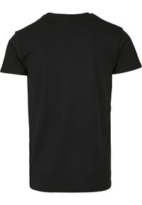 Sort bomulds t-shirt med korte ærmer og rund hals. Glat tekstur, udekoreret ryg, afslappet design der er velegnet til hverdagsbrug.