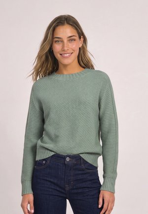 Street One, LONG-SLEEVE TURTLE NECK SWEATER WITH STRUCTURED DETAIL - Pullover - eucalyptus green mel.