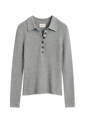 GANT, GANT CABLE KNIT TOP - Jumper - grey melange