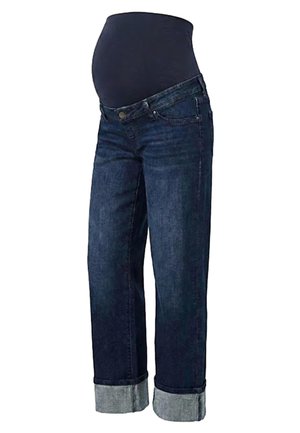 Seraphine, MATERNITY BARREL OVERBUMP WIDE LEG JEANS WITH TURN UP HEM - Relaxed fit jeans - dark blue