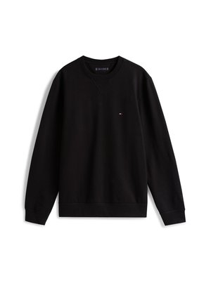 Zwarte crewneck sweatshirt gemaakt van katoen, met lange mouwen, ribbelboorden en onderrand, en een klein logoaccent op de borst.