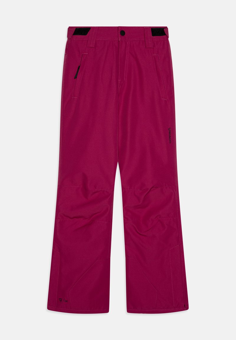 Φούξια σκι παντελόνι με ίσια γραμμή, κατασκευασμένο από ανθεκτικό ύφασμα. Διαθέτει πολλές τσέπες και μαύρες λεπτομέρειες στη μέση.