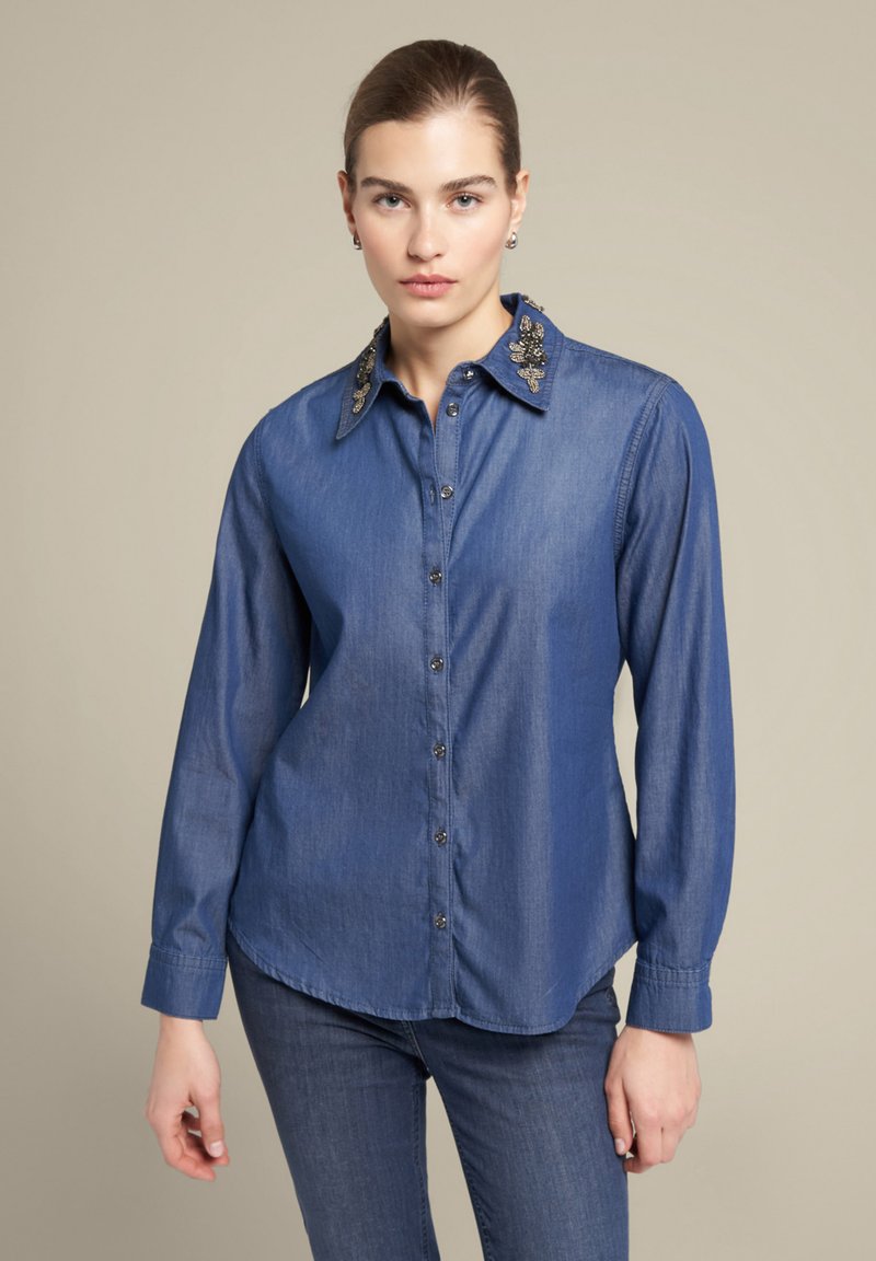 GUZOSJO Dickey Camicia Finta Con Colletto Staccabile A Righe Blu, Mezza Camicetta Con Finto Colletto Per Donna E Ragazza