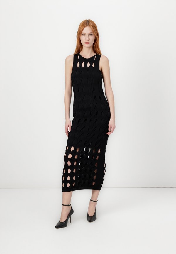 ALLAN ABITO TRECCE E TRAFORI - Strickkleid - nero limousine