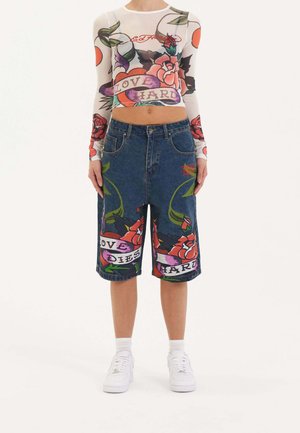 CHERRY LOVE BOMB - Denim shorts - indigo