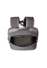 Hall toonikotte polstriga õlarihmadega, suur lukuga põhiosa ja sile sisemine vooder. Omaduseks reguleeritavad pandlad.