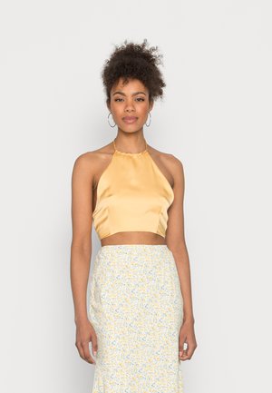 HALTERNECK TIE BACK CROP - Blusa - sand