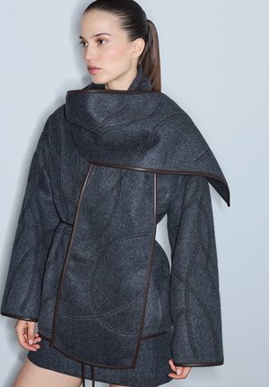 Ipekyol, IPEKYOL SWEATSHIRT FABRIC MIX HOODED SWEATSHIRT - Chaqueta fina - anthracite