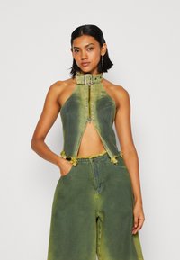 Jaded London - GREEN BUCKLE NECK  - Tops - green denim Miniatūras attēls 1