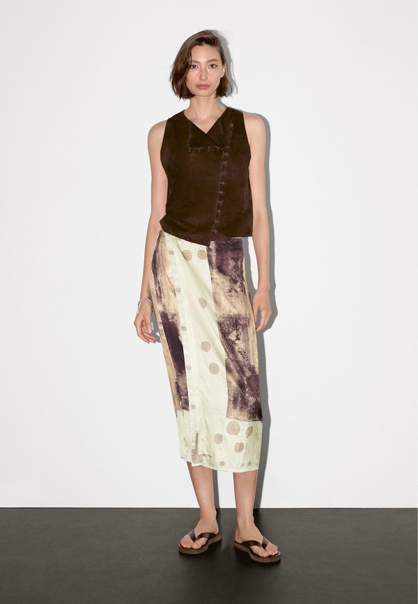 PRINTED MIDI  - A-line skirt - bordeaux4