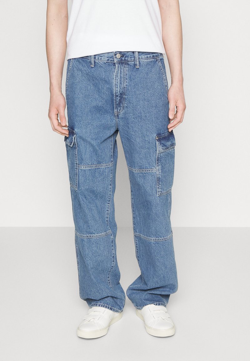 GAP RELAXED DENIM CARGO Straight leg jeans dark wash/darkblue