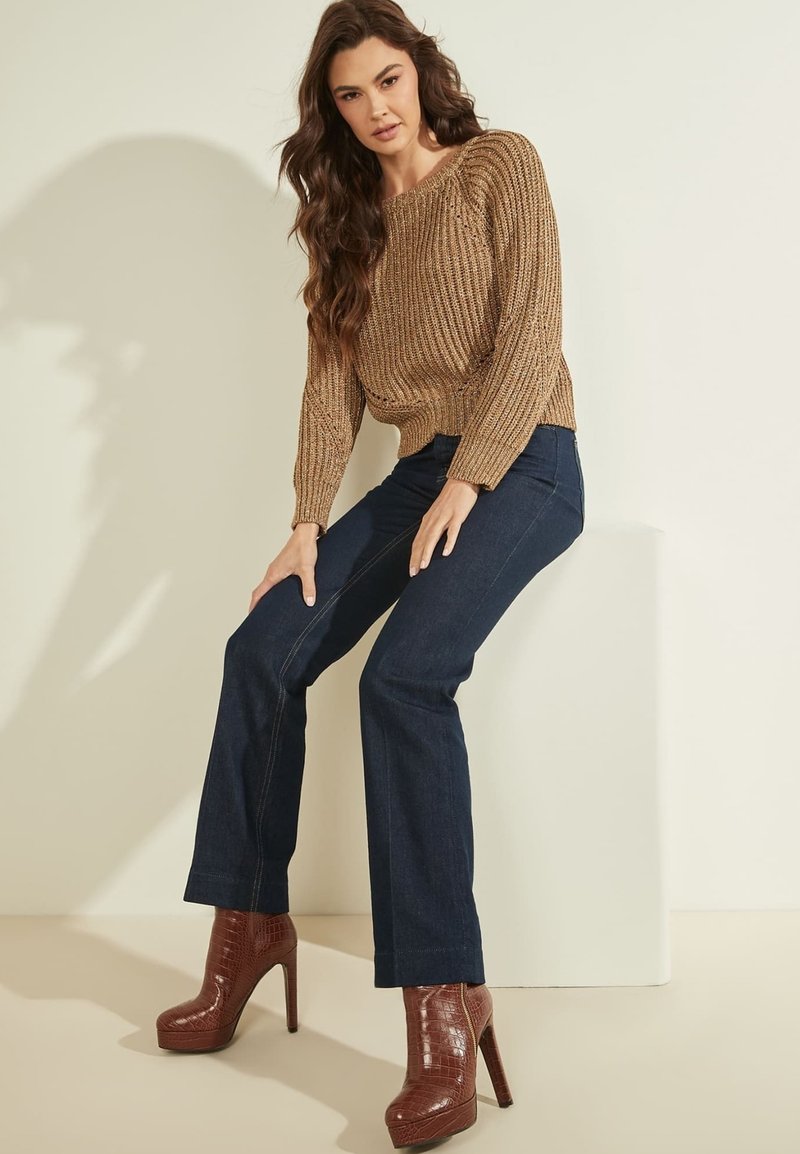 Damen Strickjacken | Guess LANGEÄRMEL Strickpullover hellbraun - NX22429 Damen Strickjacken | Guess LANGEÄRMEL Strickpullover hellbraun - NX22429