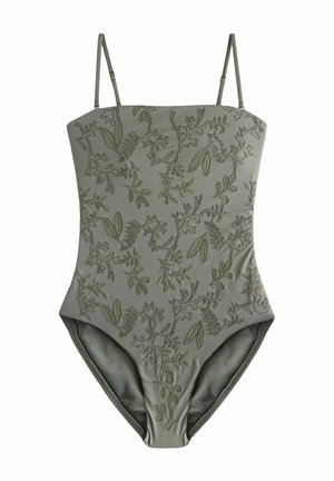 EMBROIDERED TUMMY CONTROL BANDEAU - Ujumistrikoo - khaki green