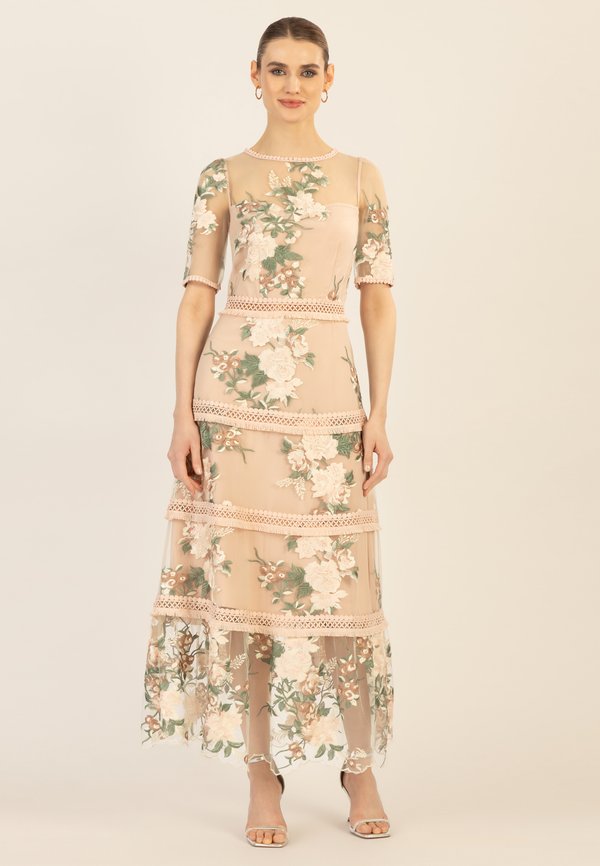 BESTICKTES MIDI - Ballkleid - nude multicolor