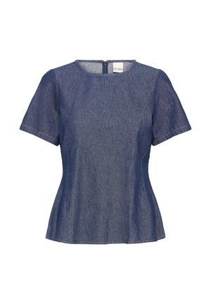 Lühikeste varrukatega teksatopp, ümara kaelusega ja tagumise tõmblukuga. Omab liibuvat vööd ja lahkuvat ääreosa; sügavsinine värv peene tekstuuriga.