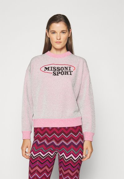 Missoni Sport CREWNECK - Πουλόβερ - light silver/pink