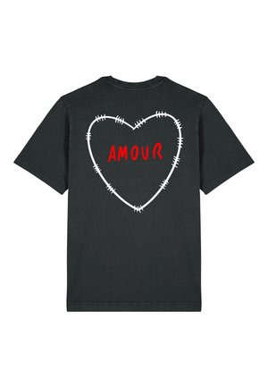 AMOUR BROD BACK HEAVYWEIGHT - Print T-shirt - washed black