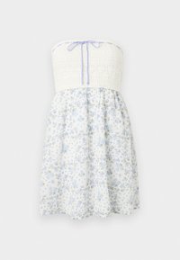 STRAPLESS MIX MINI DRESS  - Robe de jour - blue/white