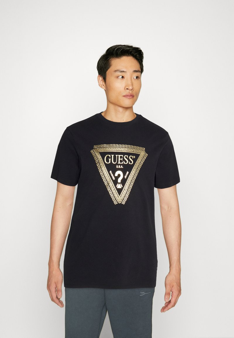 Guess - CHAIN LOGO TEE - Apdrukāts T-krekls - jet black, Palielināt
