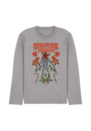 STRANGER THINGS CHRISTMAS DEMOGORGON DICE CANES AND COOKIES - Long sleeved top - mottled light grey