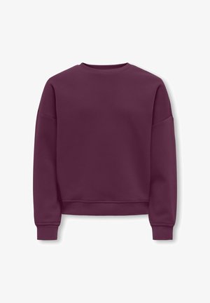 Bordeaux sweatshirt med rund halsudskæring, lange ærmer og ribbede manchetter. Har en glat, tekstureret stof med en cropped kant.