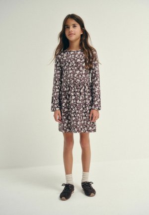 THE SET, 3 PACK LONG SLEEVE JERSEY SKATER DRESS - Jerseykjole - purple print stripe