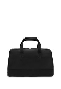 Černá sportovní taška vyrobená z odolného materiálu, s dvěma pevným uchy, zipovým uzávěrem a obdélníkovým tvarem bez viditelných vzorů nebo akcentů.