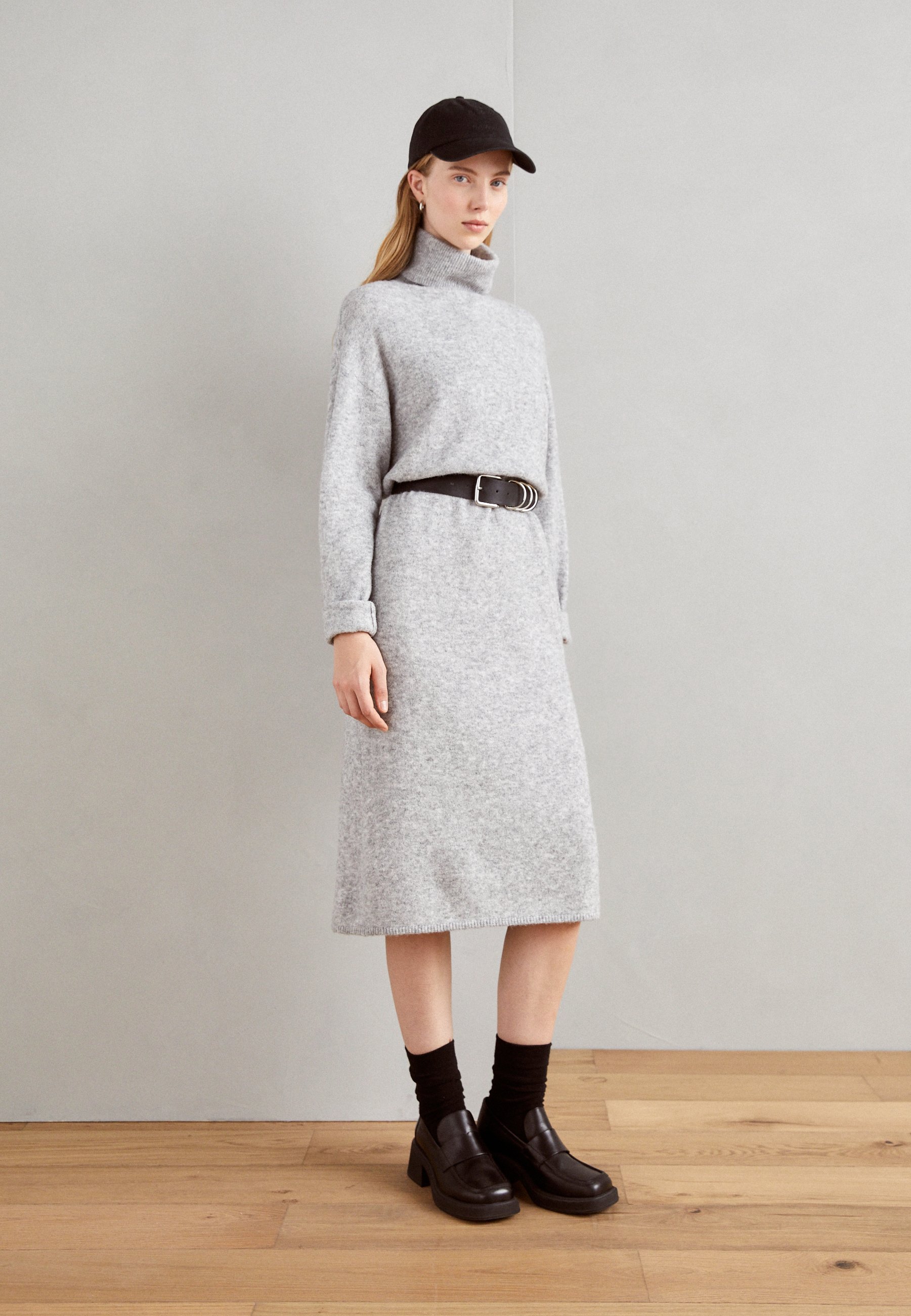 Lindex DRESS LOLA - Jumper dress - grey melange/mottled grey