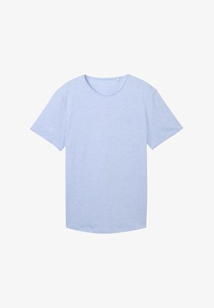 Jasnoniebieska koszulka z krótkim rękawem wykonana z miękkiej bawełny, z okrągłym dekoltem i subtelnym logo na lewej piersi.