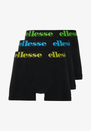 Zwarte boxershorts met elastische taillebanden in groen, blauw en geel met het "ellesse"-logo; gladde textuur, standaard pasvorm.