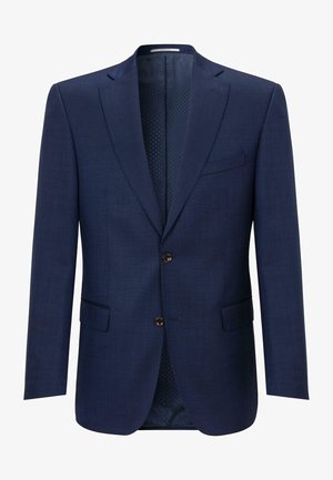 Marineblazer aus gewebtem Stoff mit strukturiertem Finish, featuring zwei Vordertaschen, einem Ein-Knopf-Verschluss und einem gemusterten Innenteilm.