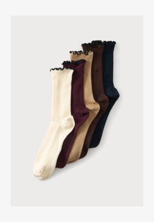 Anna Field by Zalando, FRILL TOP 5 PACK - Чорапи - bordeaux/blue/brown