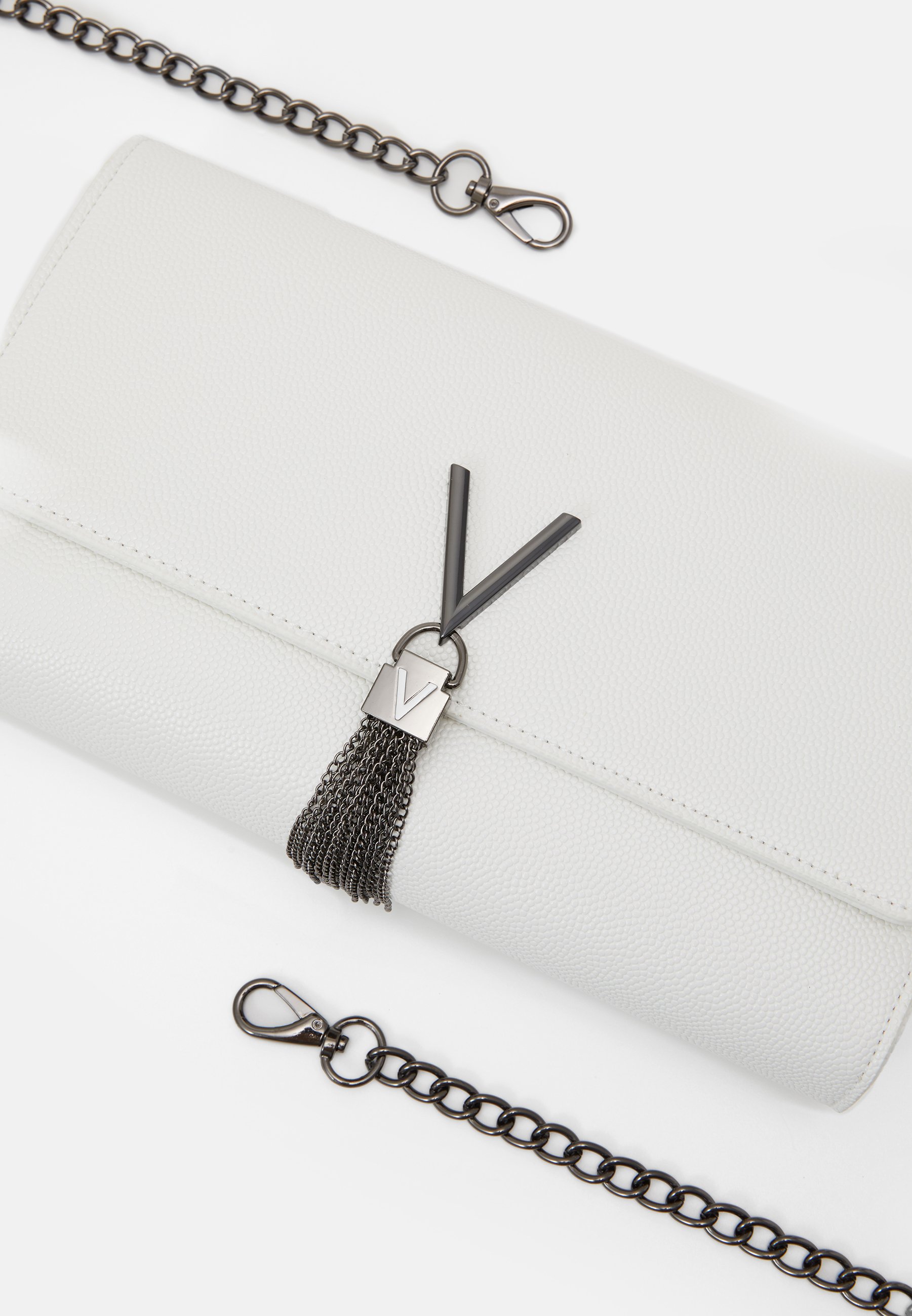 silver valentino clutch