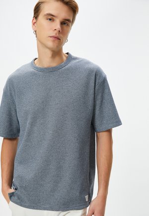 Koton OVERSIZED TEXTURED CREW NECK  SHORT SLEEVE - T-shirt basic - blue