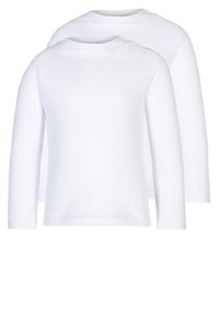 Hvite langermede t-skjorter laget av myk bomull, med rund hals og minimalistisk design, egnet for lagdeling eller hverdagsbruk.