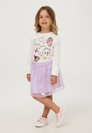 Terranova CON FARFALLE IN PAILLETTES REVERSIBILI - Maglietta a manica lunga - bianco lana