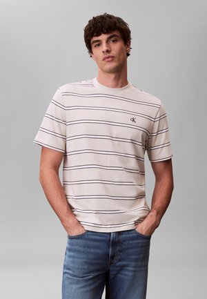 STRIPE MONOGRAM - T-shirt con stampa - oatmeal